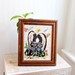 Skunks in Love framed needlework vintage woodland cottage decor black and white ON SALE ready to ship