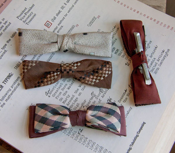 1950s vintage bow ties set of 4 Hollywood Style for you dapper darling man Mad Men gifts for dad