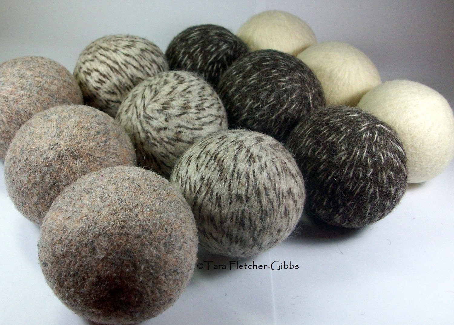 Wool Dryer Balls - Natural Medley Set of 12 Eco Friendly - Can be scented or unscented