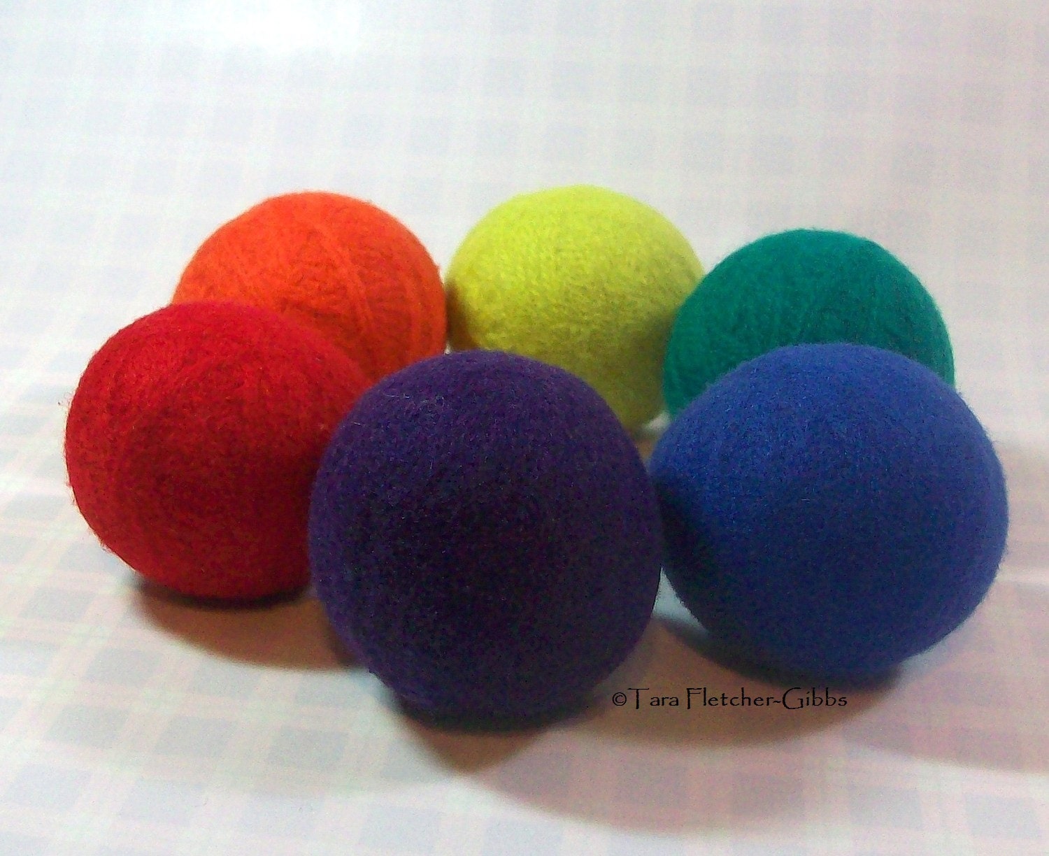 Wool Dryer Balls - Rainbow Colors - Set of 6 Eco Friendly - Can be Scented or Unscented