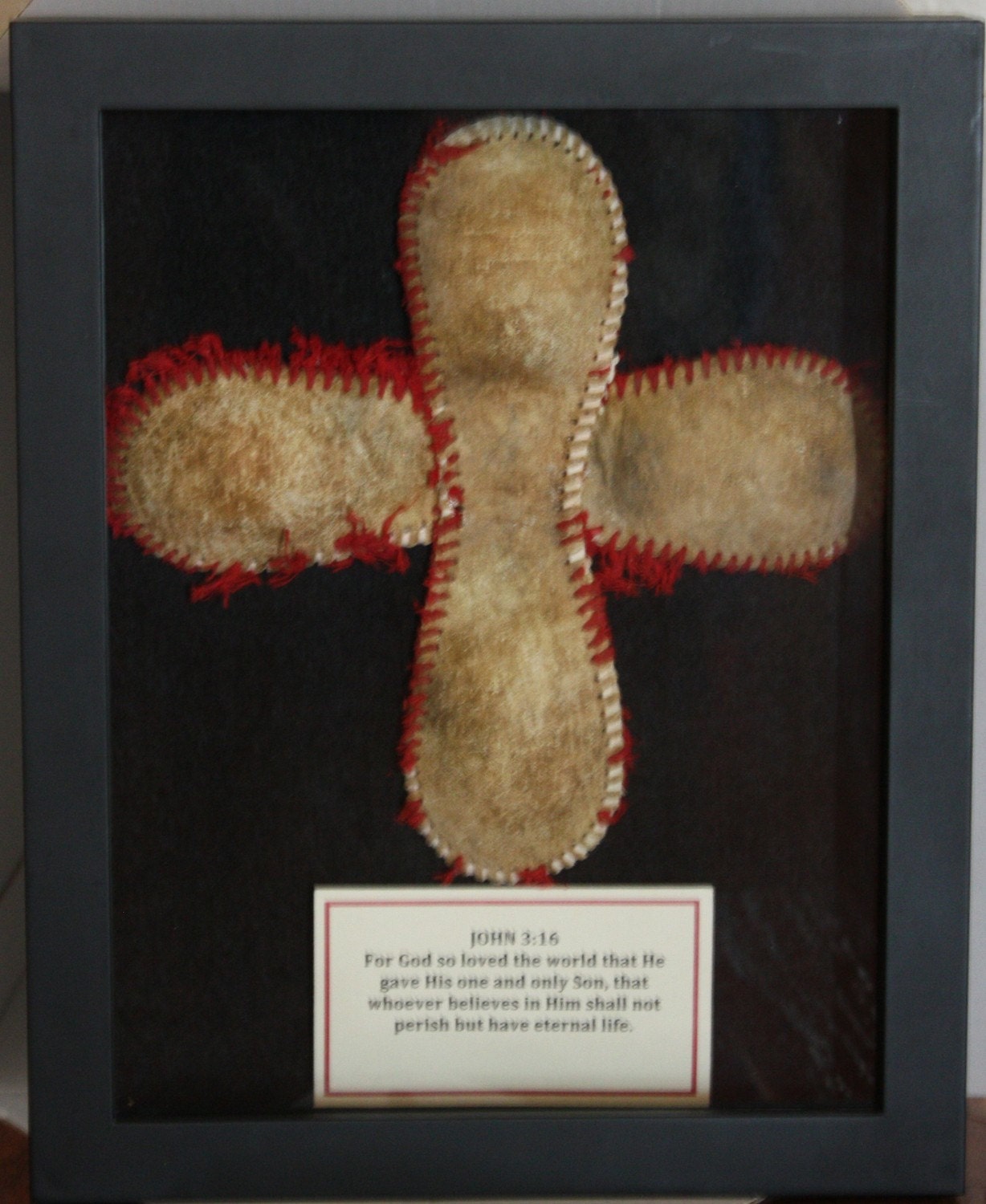 Unique Personalized Baseball Cross in Shadowbox Frame