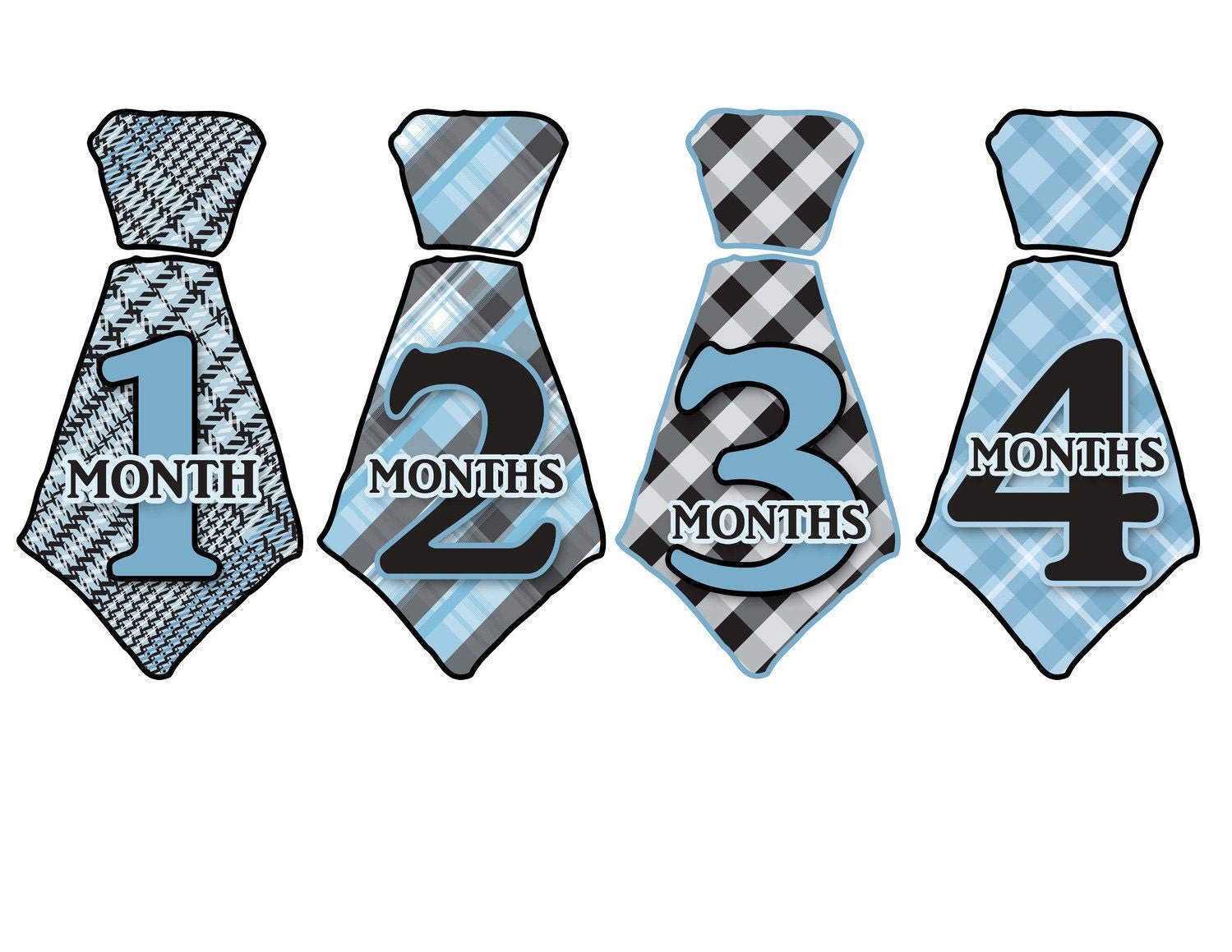 Baby Month Tie Stickers Baby Boy Monthly Onesie Stickers Month Baby Sticker Boy Baby Shower Gift Photo Prop Baby Milestone Sticker UNCUT
