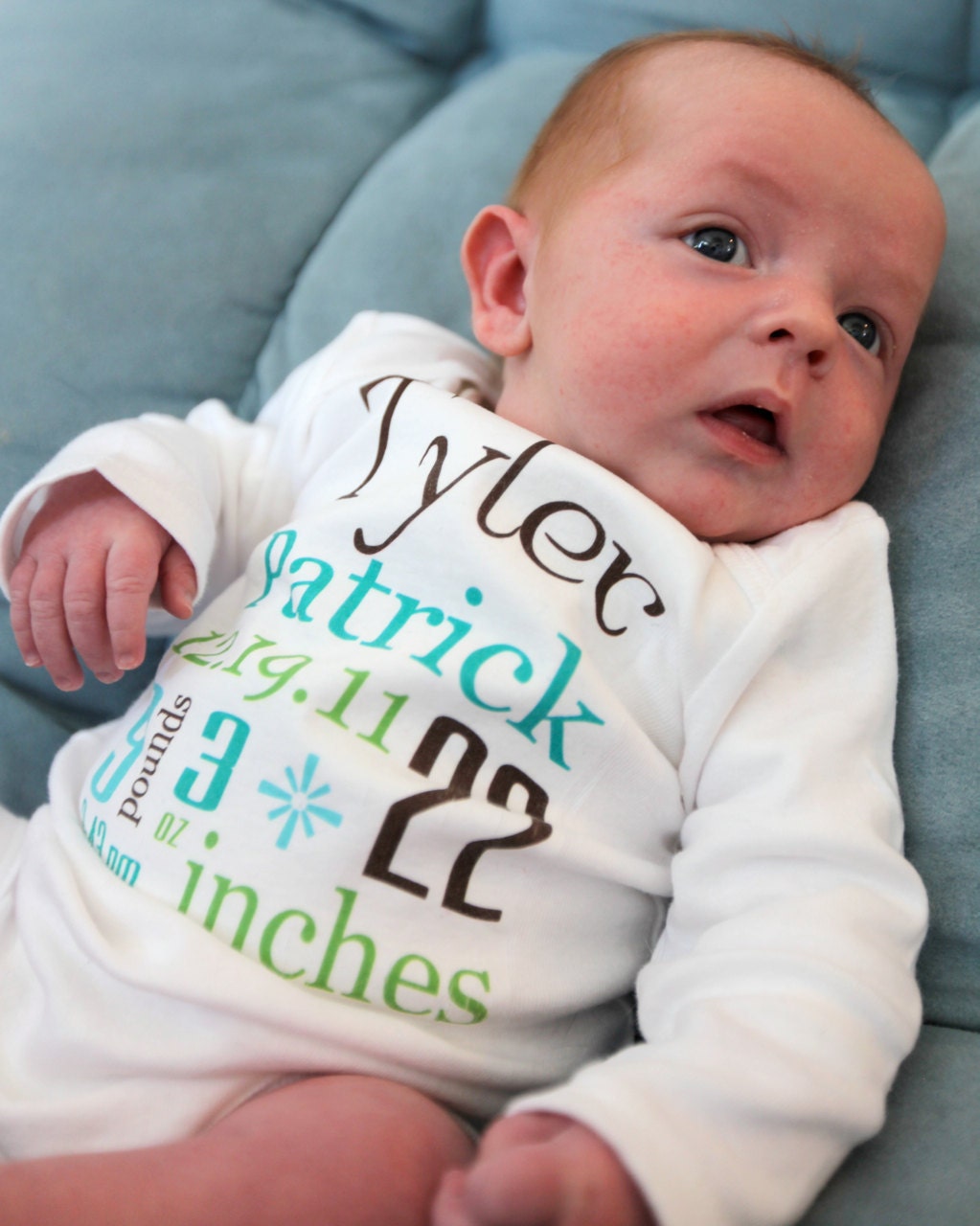 Birth Announcement Onesie...Personalized Newborn or 0-3 Month Onesie ...Love Custom Orders Feel Free to Request...birth announcement
