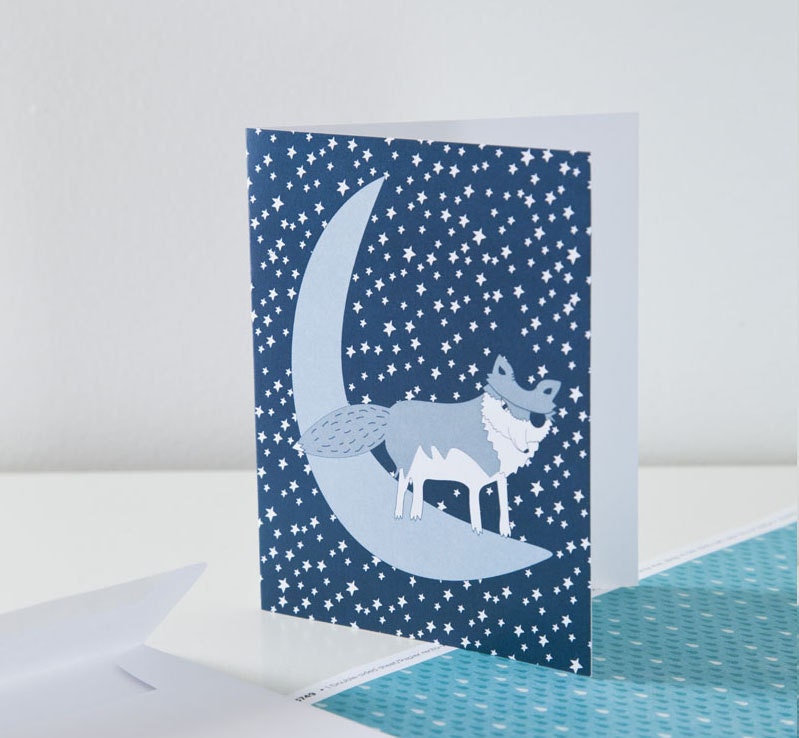 Vinnie the Pirate Wolf Illustration single Blank Cards - choice of 5 designs