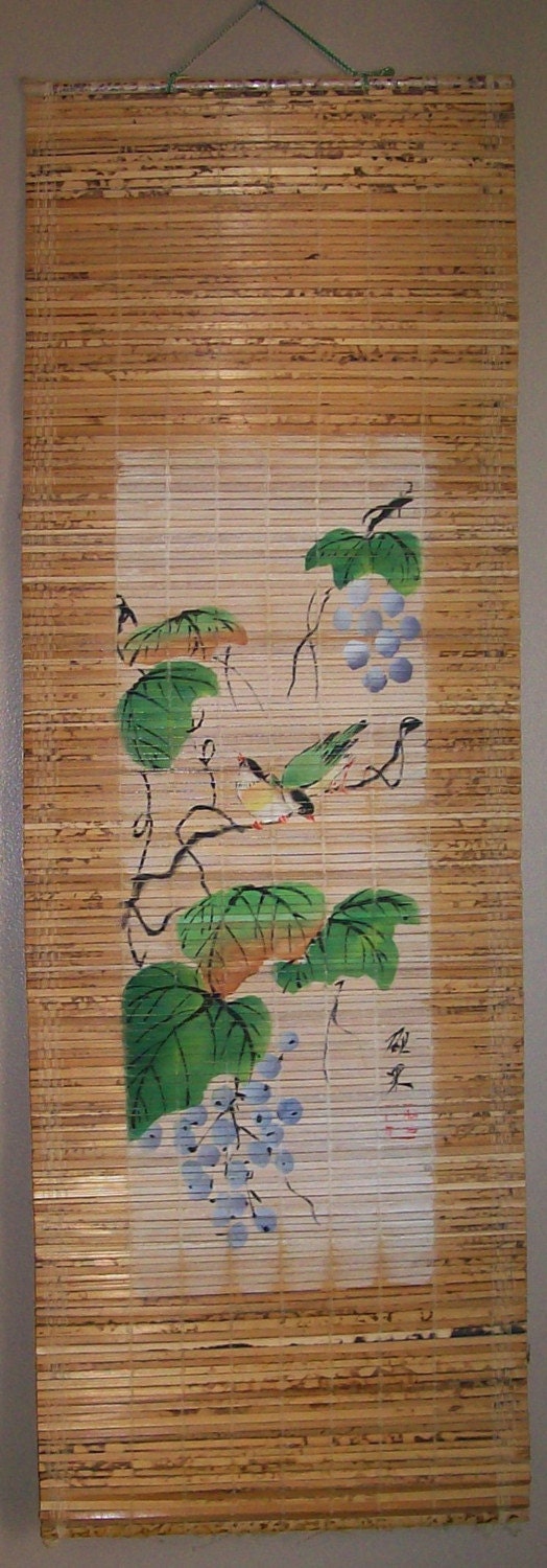 vintage bamboo decor wall hanging asian landscape scenery
