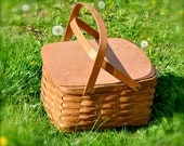Vintage Picnic Basket - Wicker Wood Spring Summer