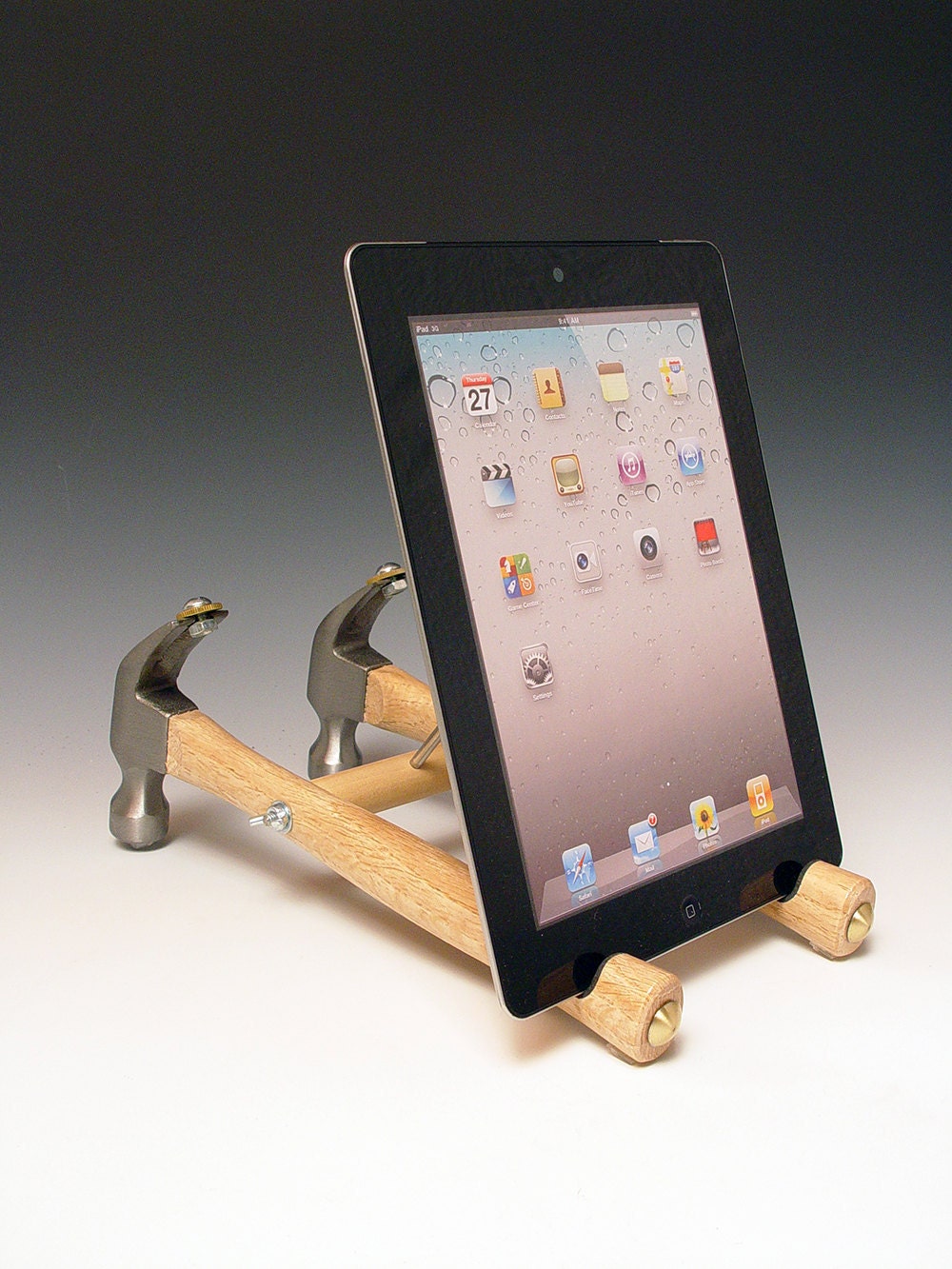 iPad stand. Handmade from repurposed tools. Functional desk art. Gift for guys. FAST SHIPPING. 144