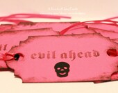 Halloween Gift Tags Evil Ahead -  Handmade Halloween Gift Tags (Set of 10)