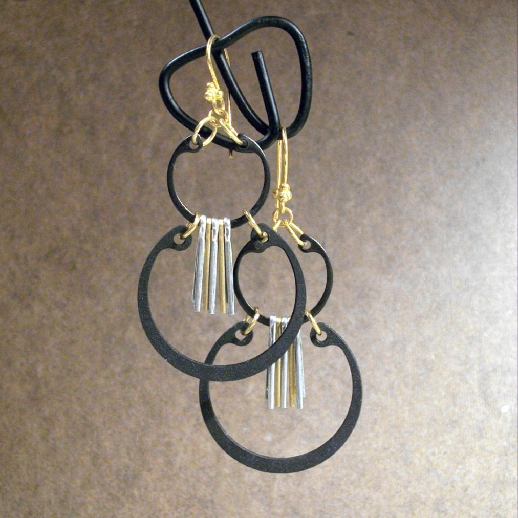 Snappy Chandelier Hoop Earrings, Repurposed Snap Rings, Reduce-Reuse-Recycle