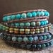 1x Leather Wrap Bracelet Southwest Design Green Turquoise Beaded, Southwestern