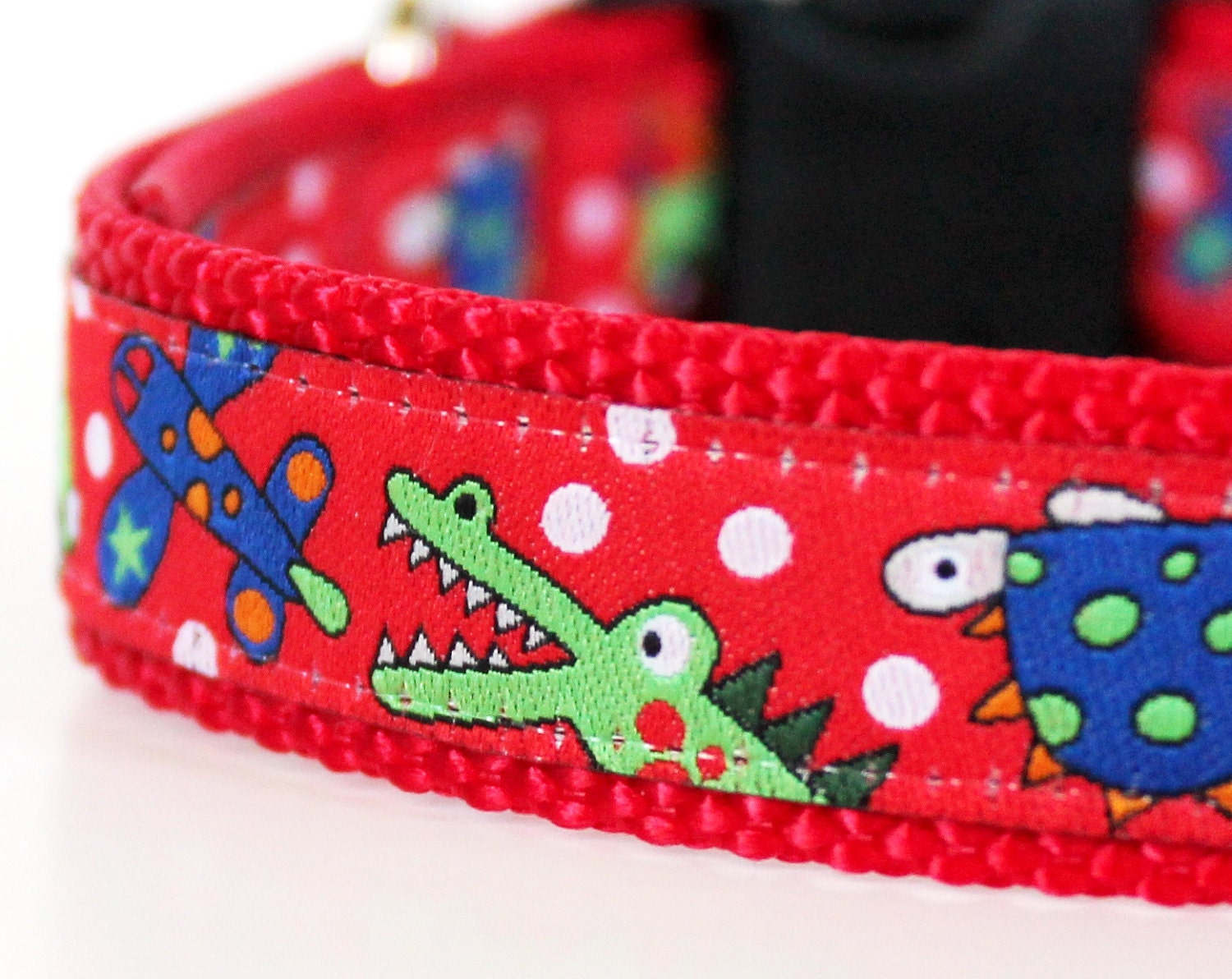 Boys Toys Dog Collar in Red / European Ribbon Collar