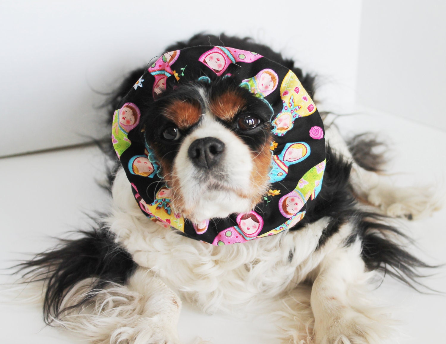 Bright Matryoshkas Dog Snood / Cavalier and Cocker Long Ear Covering