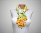 Handmade Green,Yellow,White Chiffon Bandana,Headbandshawl, Fashion,Pashmina Scarf,Scarf for Spring  Summerand Summer
