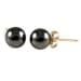 4mm Black Diamond Hematite Ball Stud Post Earrings Solid 14 Karat Gold