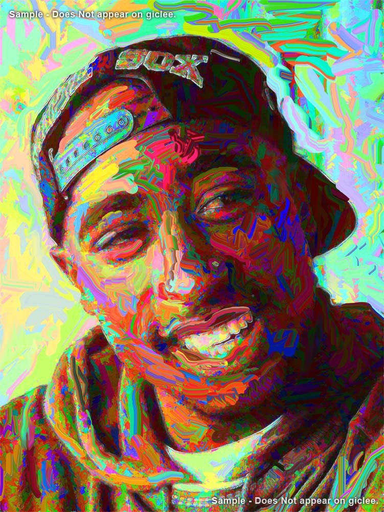TUPAC - 2pac - Large 20" x 15" Painting Giclee Print  - Rap - by Eisner