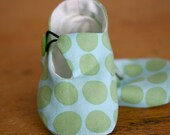 Blue and Lime Polka Dot Loafer Baby Shoes - Ready to Ship