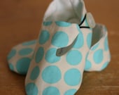 Ivory and Turquoise Polka Dot Loafer Baby Booties