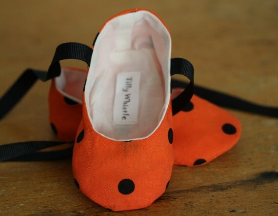 Halloween Shoes for Baby Girl Orange with Black Dots - Free Shipping Etsy