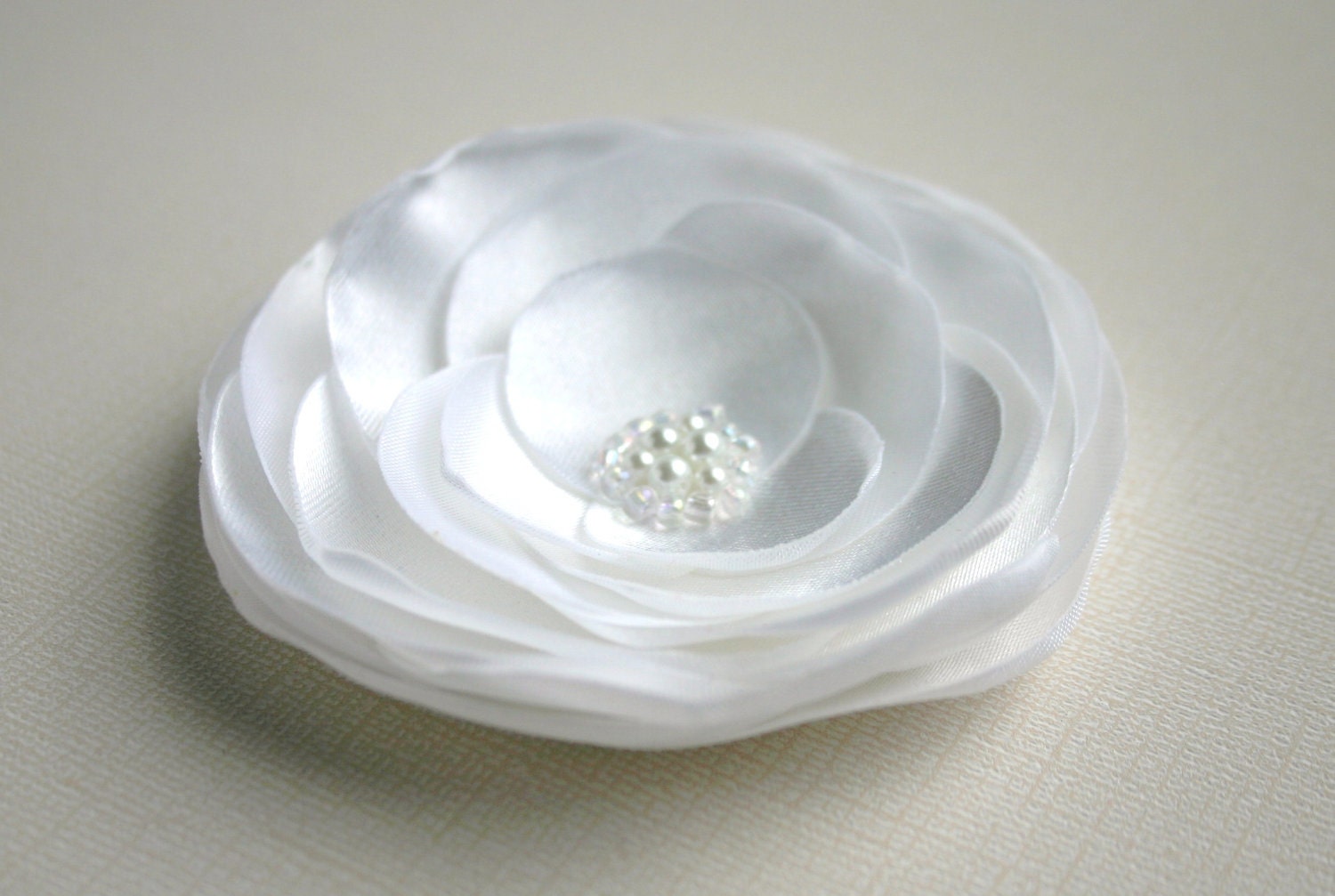 White Wedding Flower - Wedding Hair Piece - Bridal Flower - Bridal Hair Accessory - Flower Hair Clip - Facinator