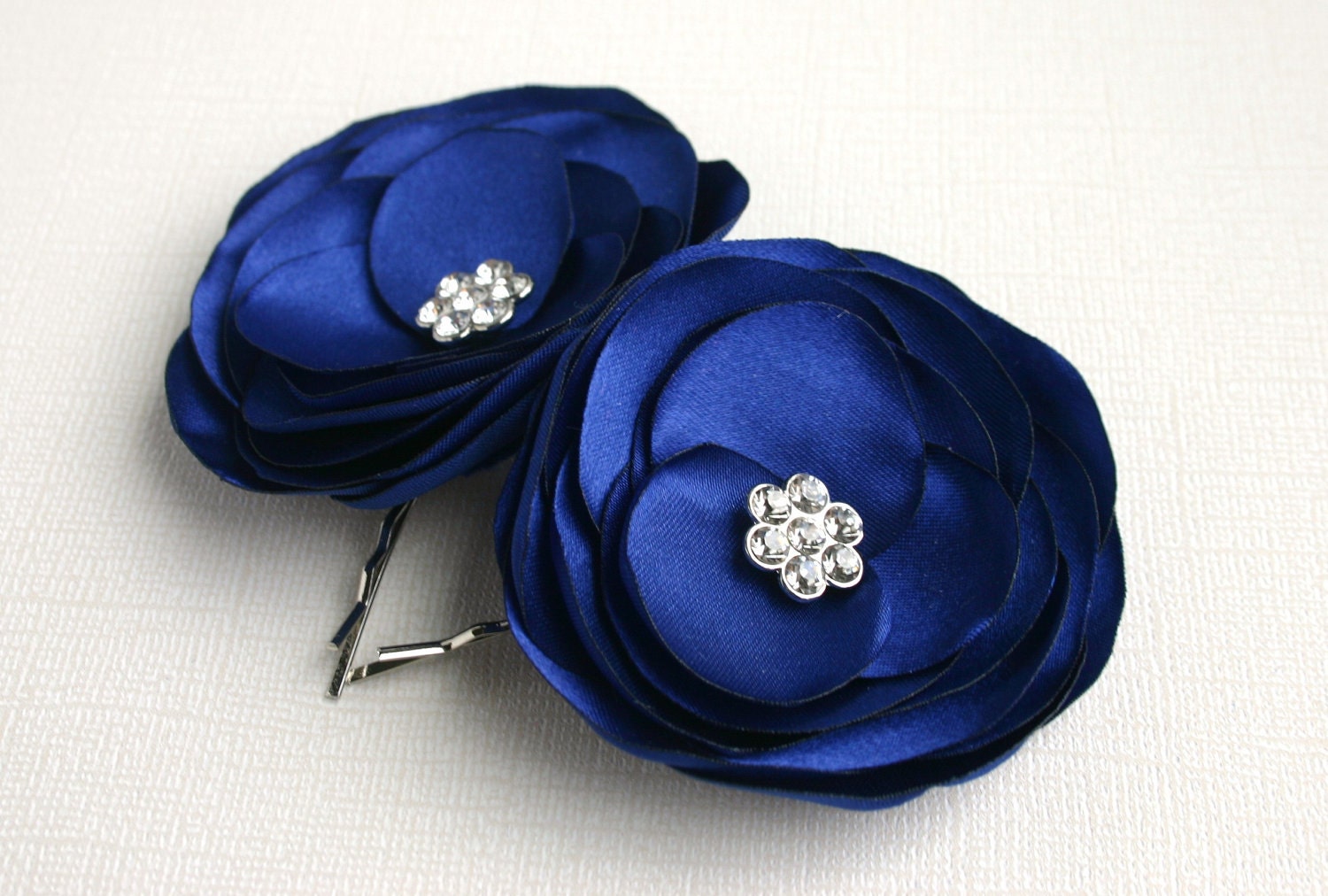 Blue Bridal Flower Hair Clips - Wedding Flower Hair Accessories - Royal Blue Flower Hair clips - Blue Flower Hair pins