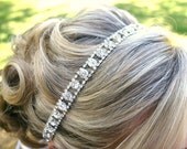 Rhinestone Headband For Wedding - Bridal Hair Accessory - Tie on Bridal Tiara - Head peice