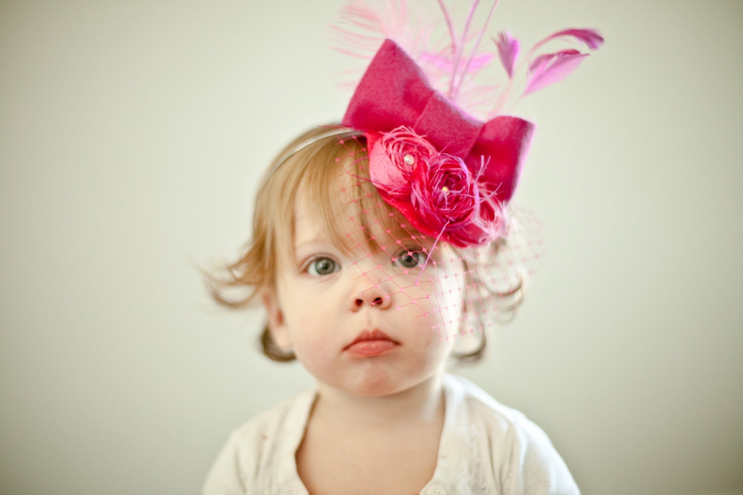 hot pink fascinator for girls,1st birthday party you pick the color