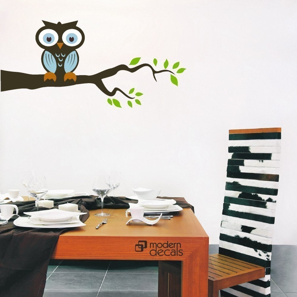 OWL on a Branch Vinyl Wall Art Decal Sticker Kids Room Nursery Wall Decor
