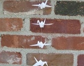 Origami - String of White Paper Cranes - Eco Friendly - Children Decor - Wedding - Party Decorations - Home Decor