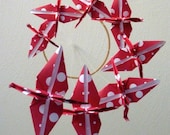 Children Decor - Origami Crane Mobile - Baby Mobile - Baby Nursery Unique Polka Dots Birds Kids Teen Dorm Eco Friendly