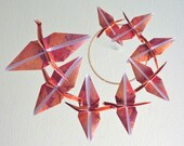 Origami Crane Mobile - Eco Friendly Baby Mobile - Children Decor - Nursery Home Decor Unique Nature Birds Kids Bedroom
