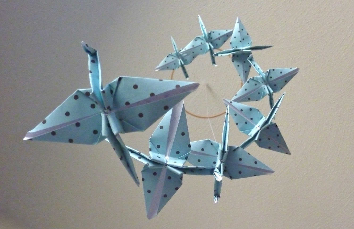 Origami Crane Mobile / Baby Mobile / Children Decor / Eco Friendly / Art Mobile / Baby Nursery Home Unique Nature Blue Birds