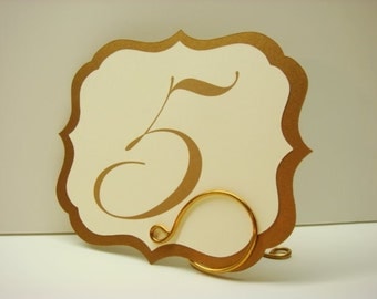 Wedding Table Numbers Shimmery Backing in my Elegant Layered Design Shimmery Antique Gold, Shimmery Silver, Shimmery Bronze, Shimmery  Gold
