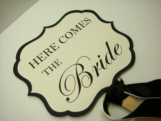Here Comes the Bride Wedding Sign for your Ring Bearer or Flower Girl to Carry Down the Aisle