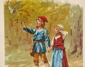 1899 Hansel and Grethel / Gretel - gorgeous chromo book page