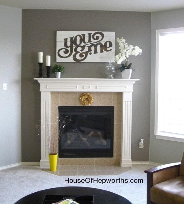 You & Me - distressed vintage style custom made typography word art sign