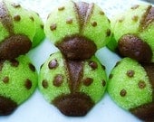 Lime Green Ladybug Cupcake Toppers Sweet Crystal Sugars