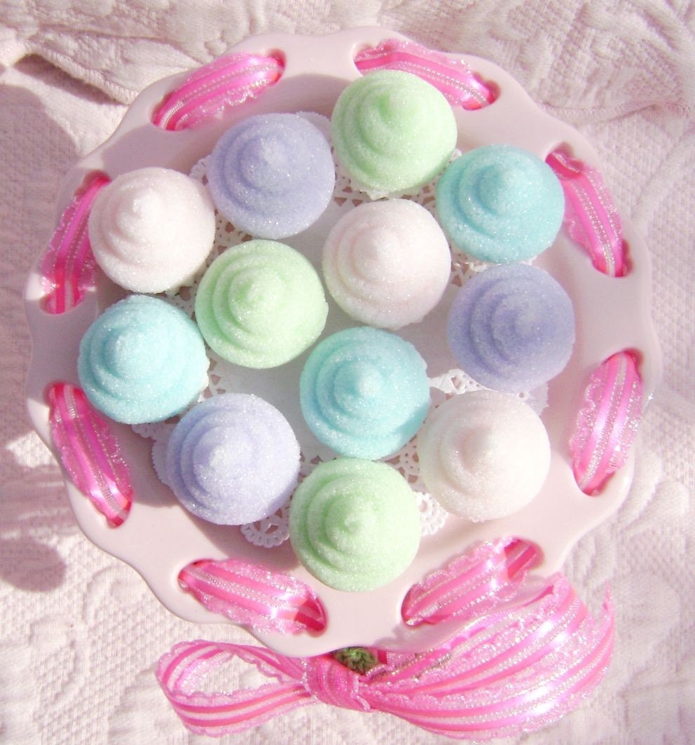Pretty Pastel Cupcake Sugar Toppers for your Cupcakes or Baked Goods or to Serve with your Tea