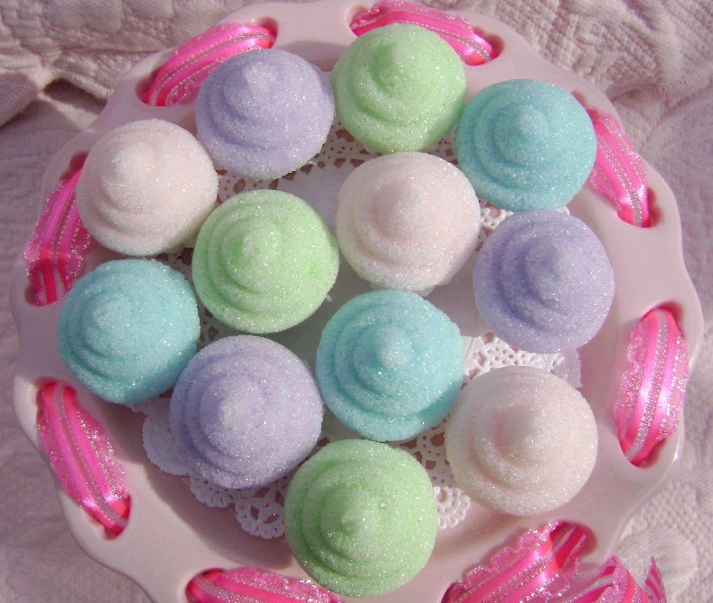 Pretty Pastel Cupcake Sugar Toppers for your Cupcakes or Baked Goods or to Serve with your Tea