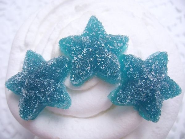 Berry Blue Sugared Star Gummy Candy, Can also use as Cupcake Toppers/Cake Decor,Other Colors Available