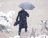 Digital download winter photography Black umbrella Snowy photo download Printable File
