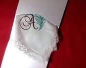 Peacock Embroidered Bridal Heirloom Hankie For Today's Bride, Bridal or Special Occasion, Personalized