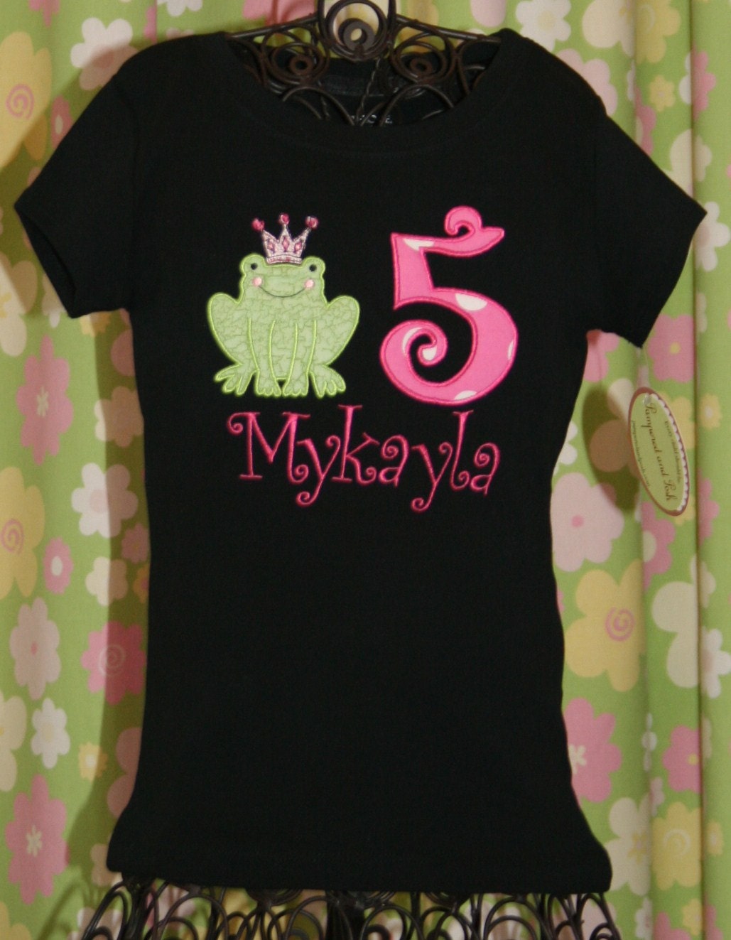 Personalized Monogrammed Froggy Frog Princess Prince Birthday Shirt