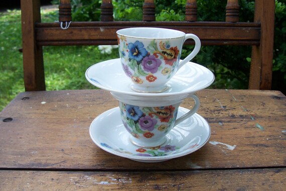 TEA CUPS AND SAUCERS MADE IN OCCUPIED JAPAN by timberstoys on Etsy