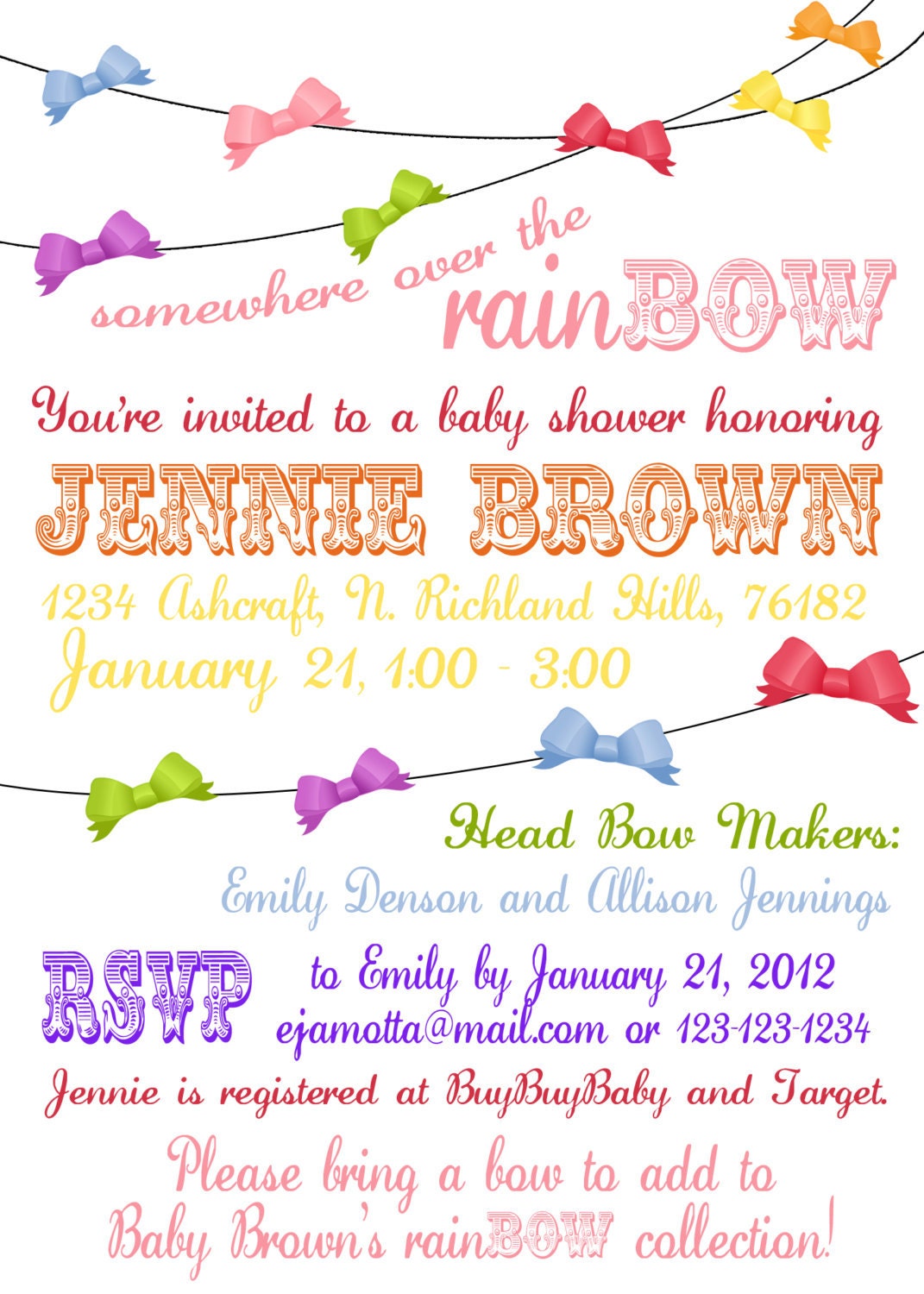 rainBOW Baby Shower Invitation JPG ONLY