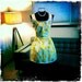 Woman's Apron Vintage fitted full apron with criss cross back in lemon yellow.