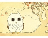 heart owl illustration print (small)
