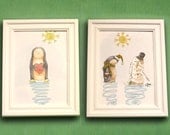 SET of 8.5x11 Neville the Penguin I Love You & Snowman illustration signed prints