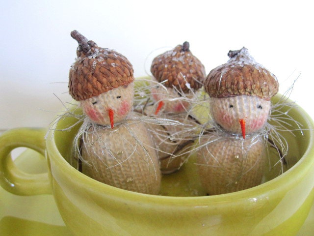 Set of Three Vintage Inspired Snowmen Ornaments