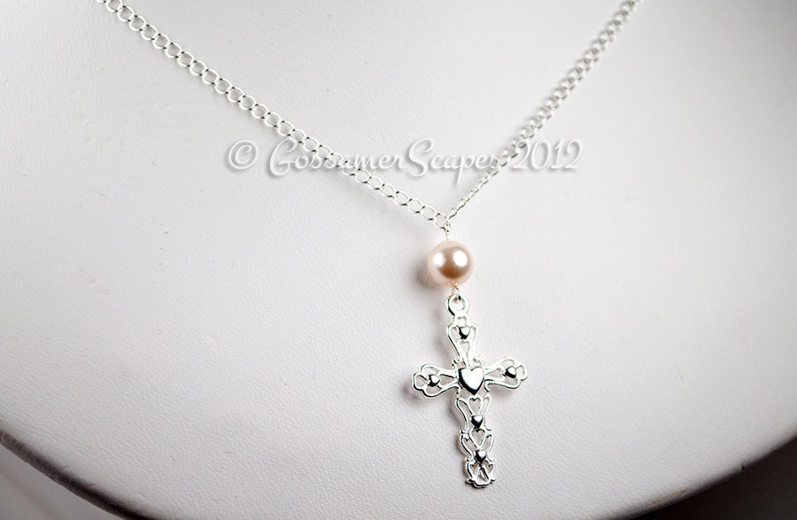 Reserved for Meg- custom bridal cross necklace