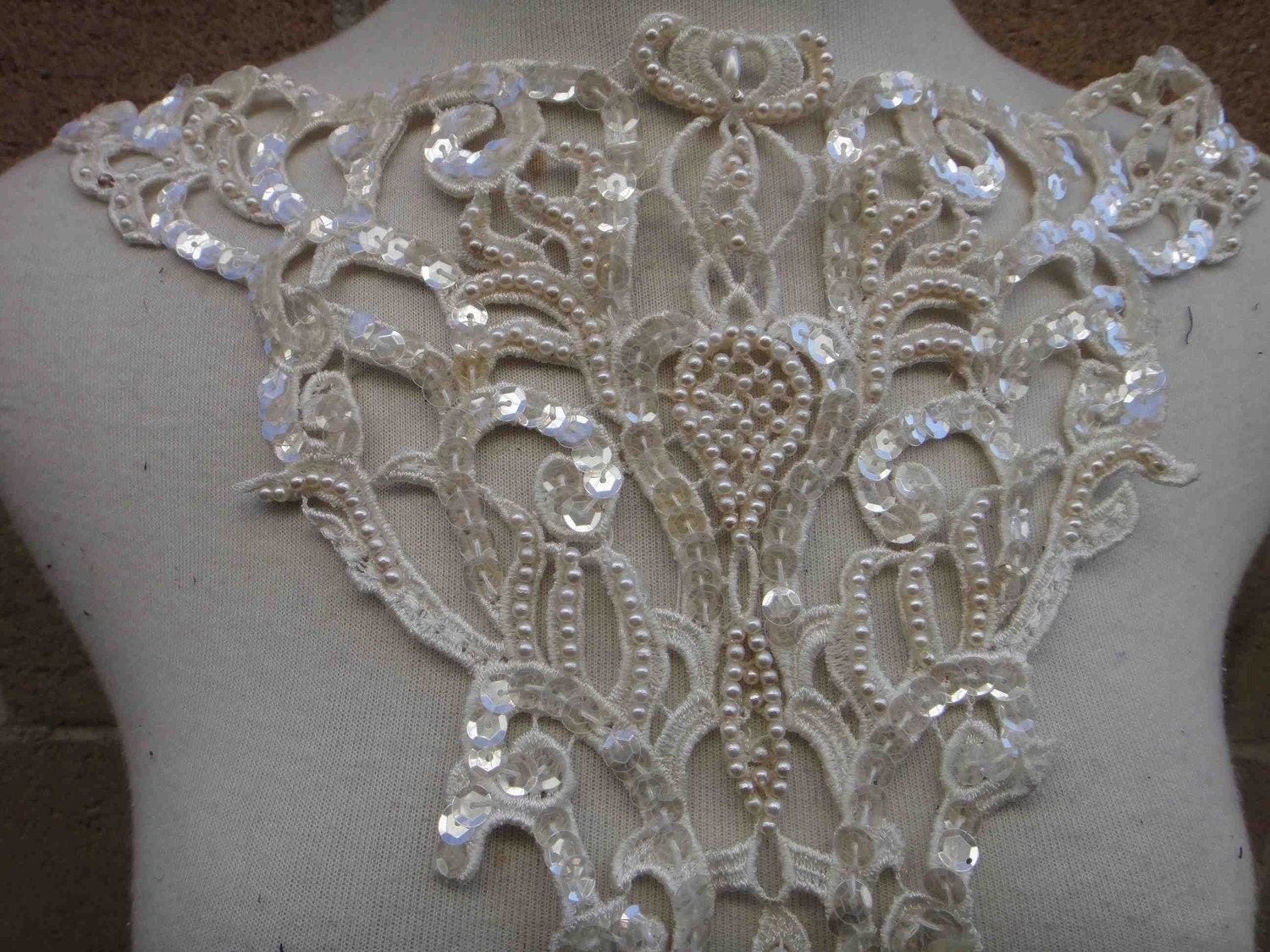 Venice beaded applique big size ivory color 1 pieces listing